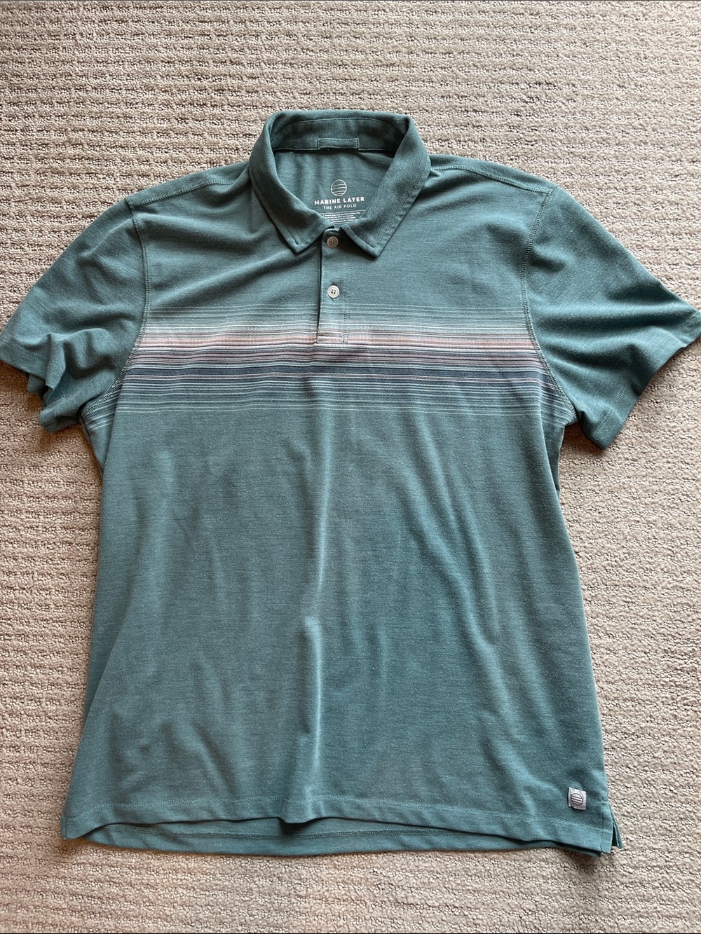 Marine Layer Men's Teal Green Short Sleeve Polo Large/XL